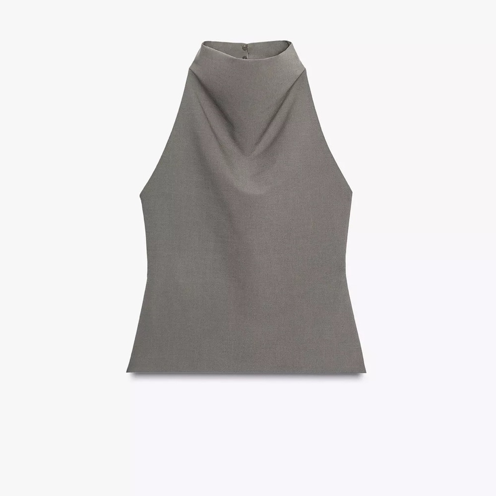 Zara Gray High-Neck Tank Top